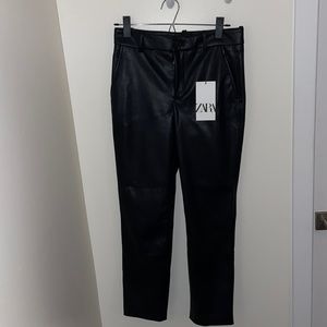 Zara black leather pants